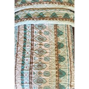 Sanctuary Quilt King Teal Brown White Boho Geometric Medallion Bedding 3 Piece